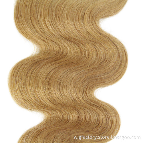 Brazilian Body Wave Unprocessed human hair color 27, wholesale bundle 27 brazilian blonde hair, 100 human 27 hair bundles